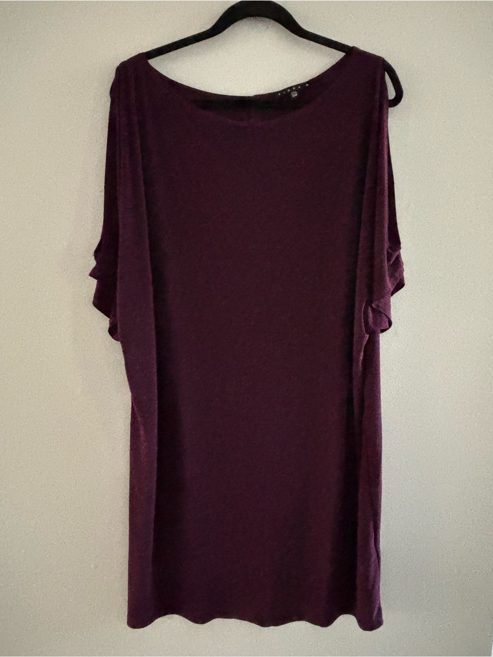 Tiana B Women's Purple Shift Oversized Dress Stretchy Size 18 W Open Shoulder